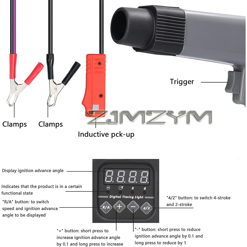 Timing Light Gun - Lampada Stroboscopica Digitale 12V per Accensione